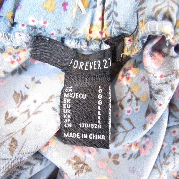 Forever 21 Floral Print Mini Dress Juniors Size L Long Sleeve - Picture 7 of 9